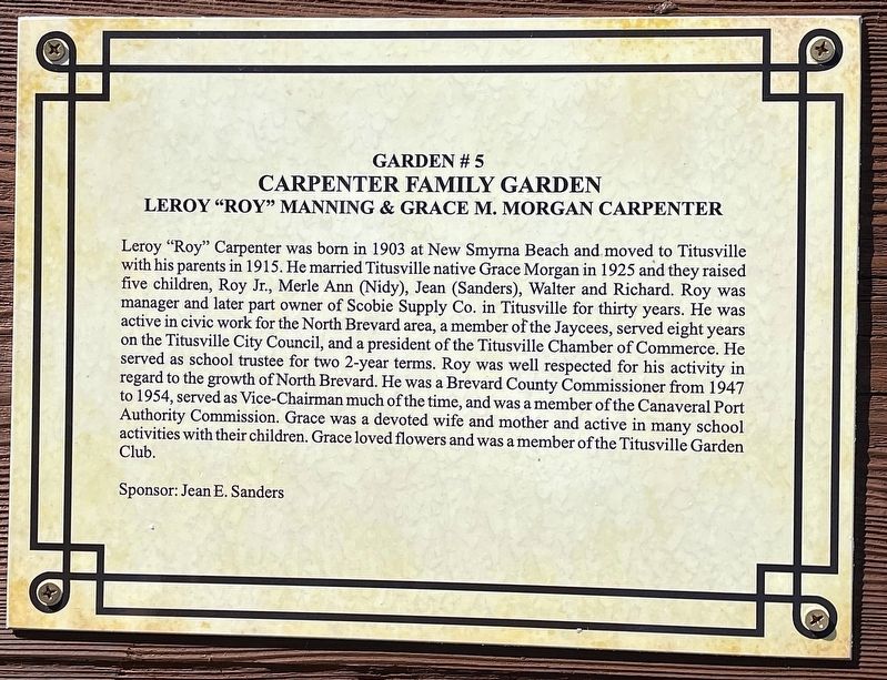 Carpenter Family Garden Marker image. Click for full size.
