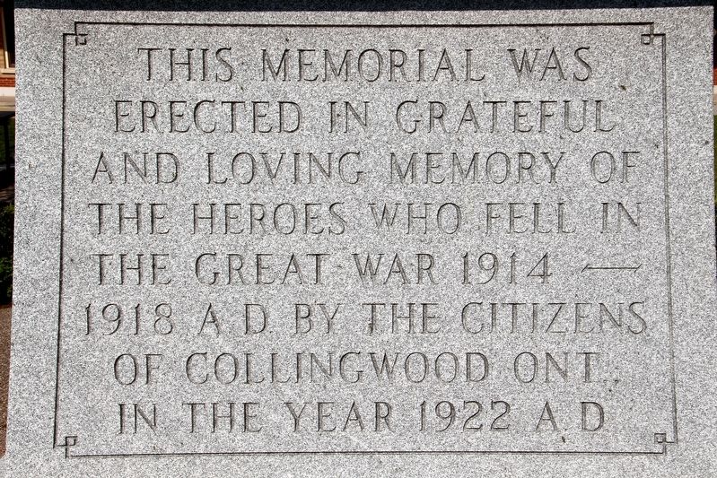 Collingwood World War I Cenotaph detail image. Click for full size.