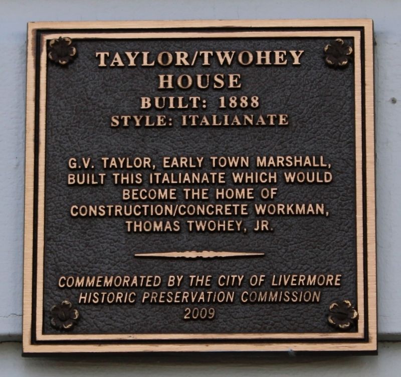 Taylor/Twohey House Marker image. Click for full size.