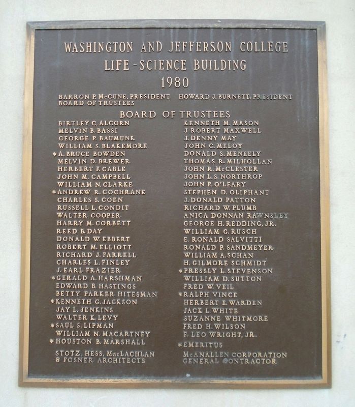 Life-Science Building Dedication Marker image. Click for full size.
