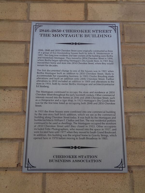 2846-2850 Cherokee Street Marker. Click for full size. 2846-2850 Cherokee Street Marker image. Click for full size.