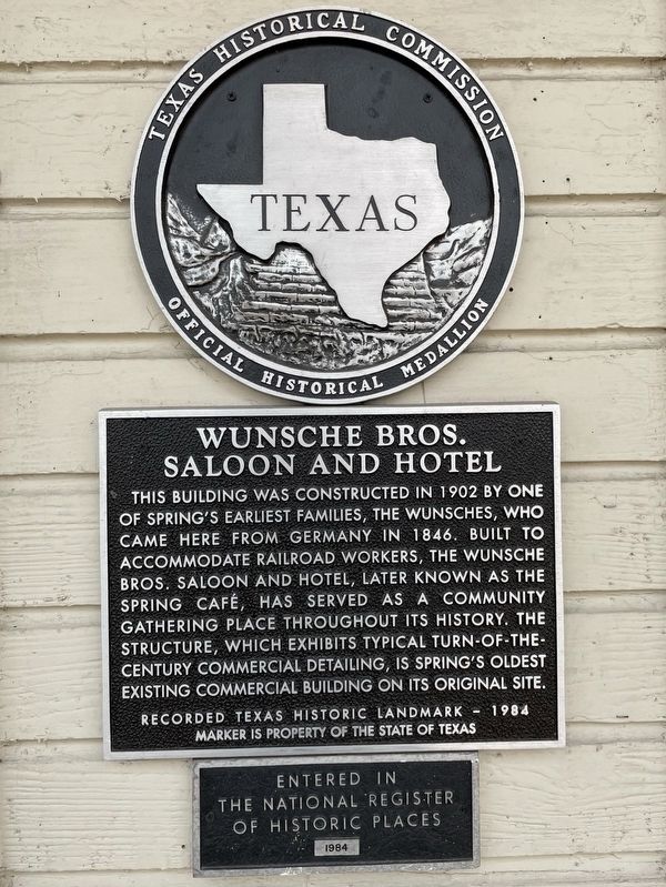 Wunsche Bros. Saloon and Hotel Marker image. Click for full size.