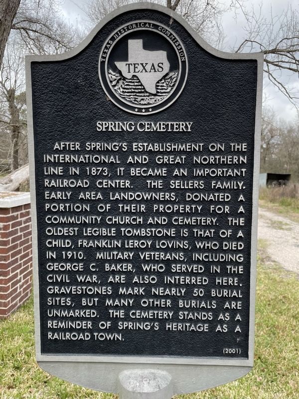 Spring Cemetery Marker. Click for full size. Spring Cemetery Marker image. Click for full size.