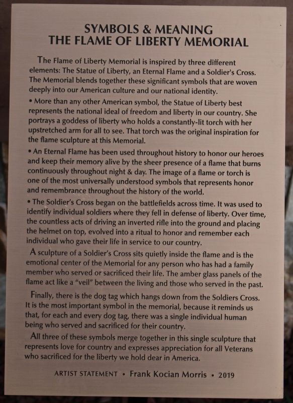 The Flame of Liberty Memorial. Click for full size. The Flame of Liberty Memorial image. Click for full size.