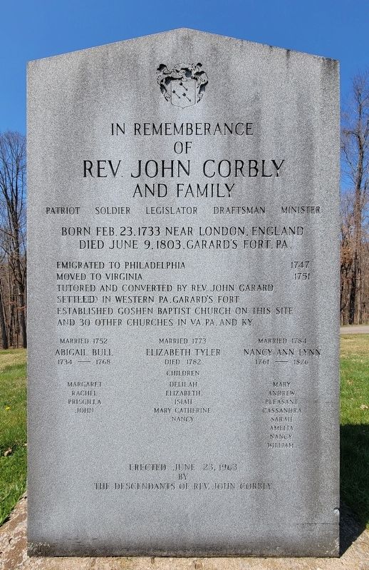 In Remembrance of John Corbly and Family Marker image. Click for full size.