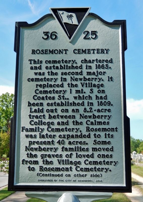 Rosemont Cemetery Marker (<i>side 1</i>) image. Click for full size.
