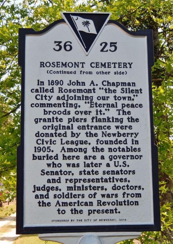 Rosemont Cemetery Marker (<i>side 2</i>) image. Click for full size.