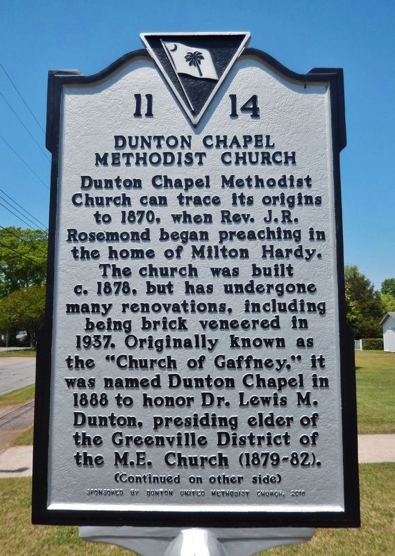 Dunton Chapel Methodist Church Marker<br>(<i>side 1</i>) image. Click for full size.