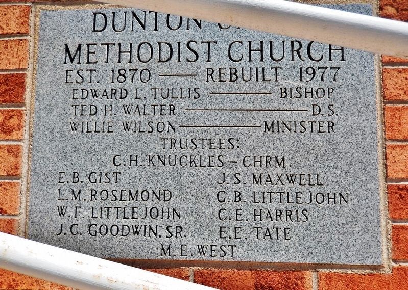 Dunton United Methodist Church Cornerstone image. Click for full size.