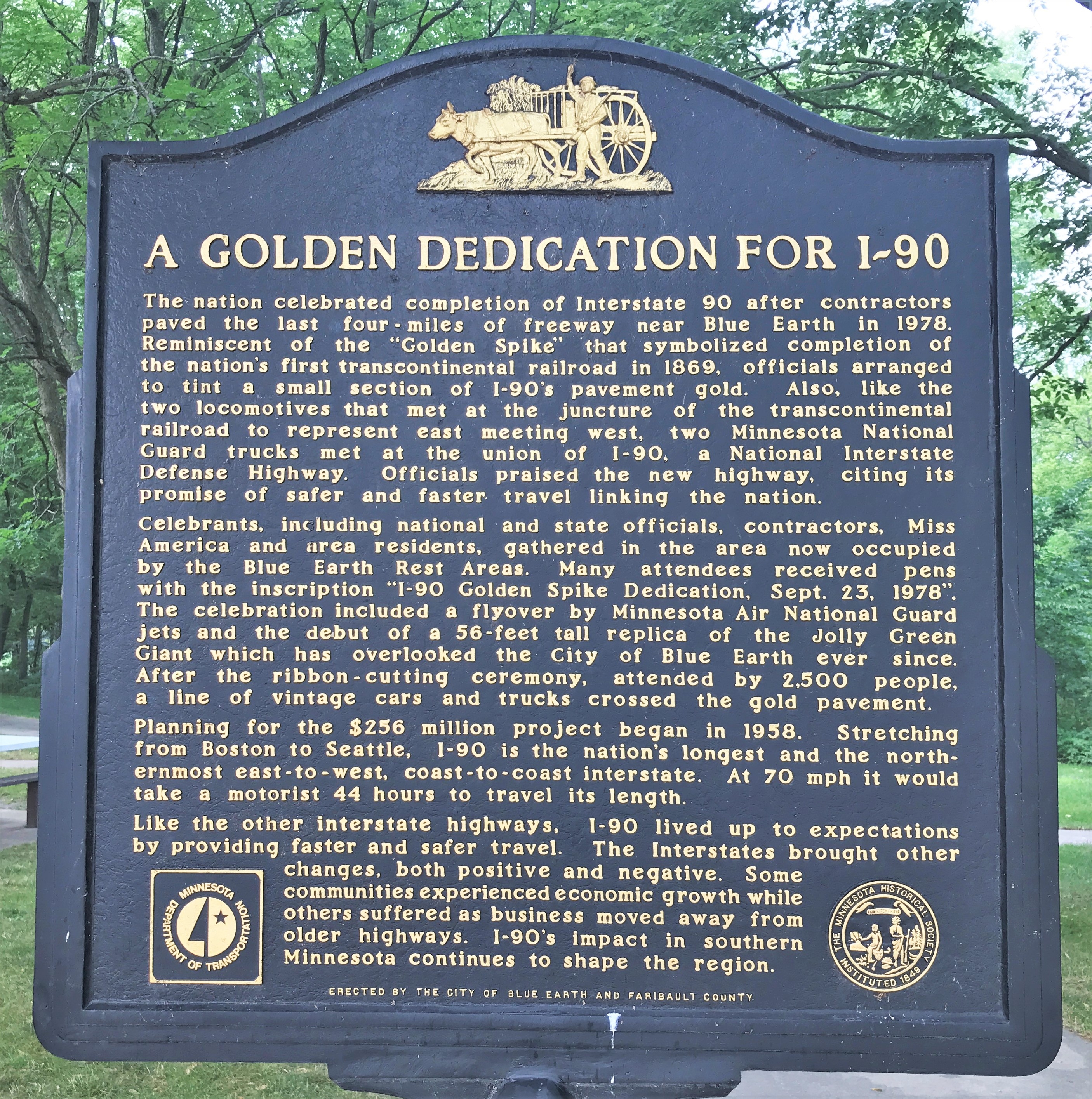 A Golden Dedication for I-90 Marker