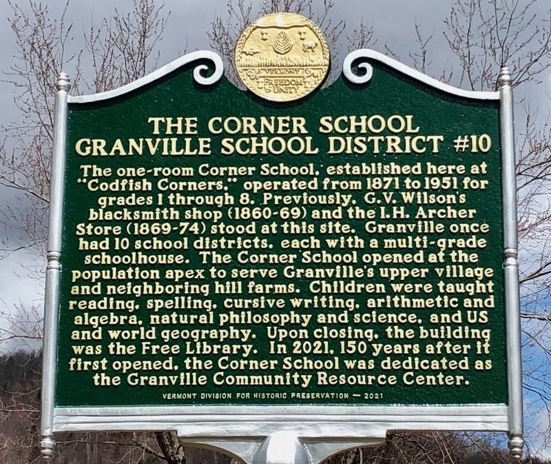 The Corner School Marker image. Click for full size.