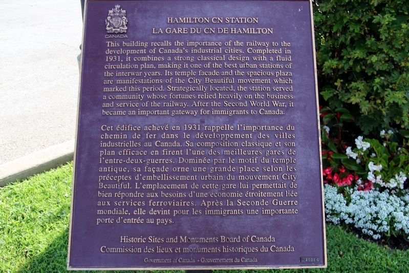 Hamilton CN Station / La gare du CN de Hamilton Marker image. Click for full size.