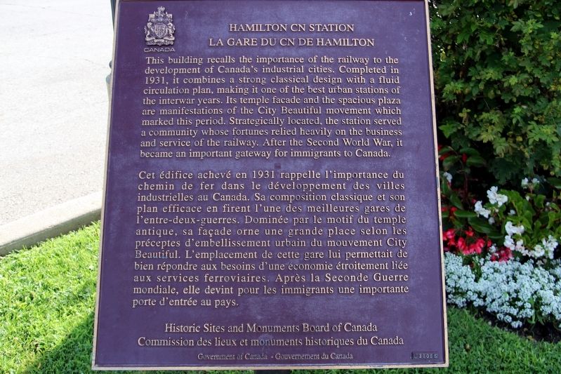 Hamilton CN Station / La gare du CN de Hamilton Marker. Click for full size. Hamilton CN Station / La gare du CN de Hamilton Marker image. Click for full size.