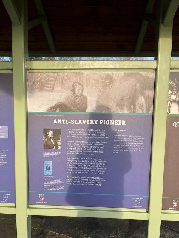 Anti-Slavery Pioneer side of the marker image. Click for full size.