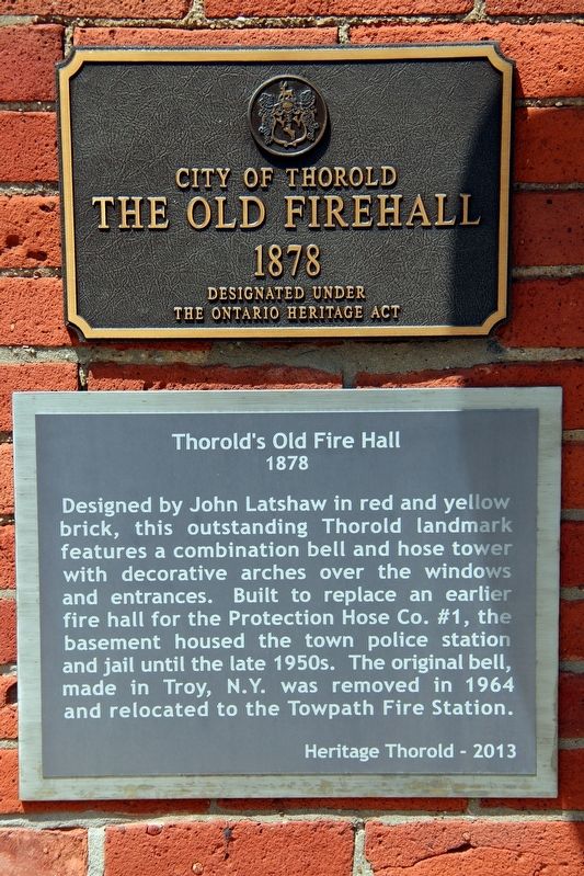 Old Thorold Firehall Marker image. Click for full size.