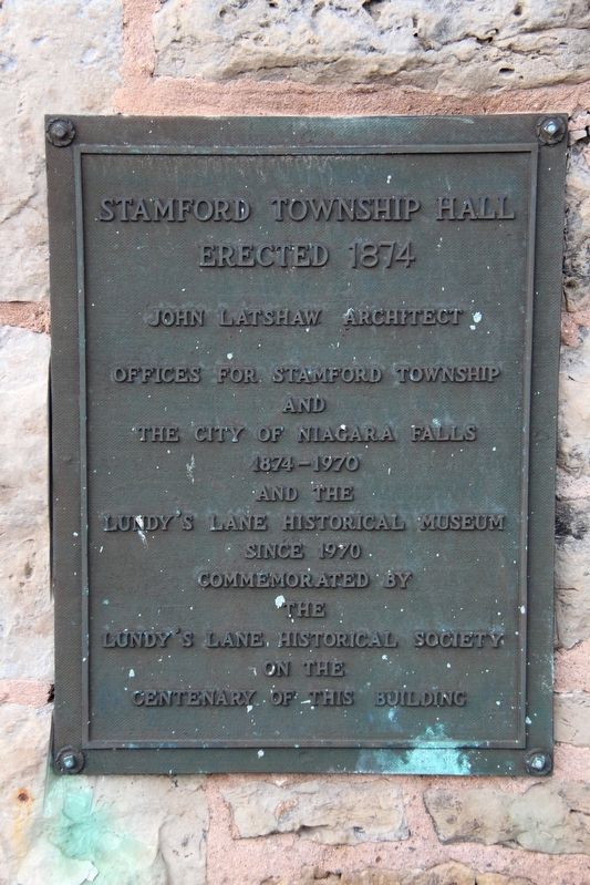 Stamford Township Hall Marker image. Click for full size.
