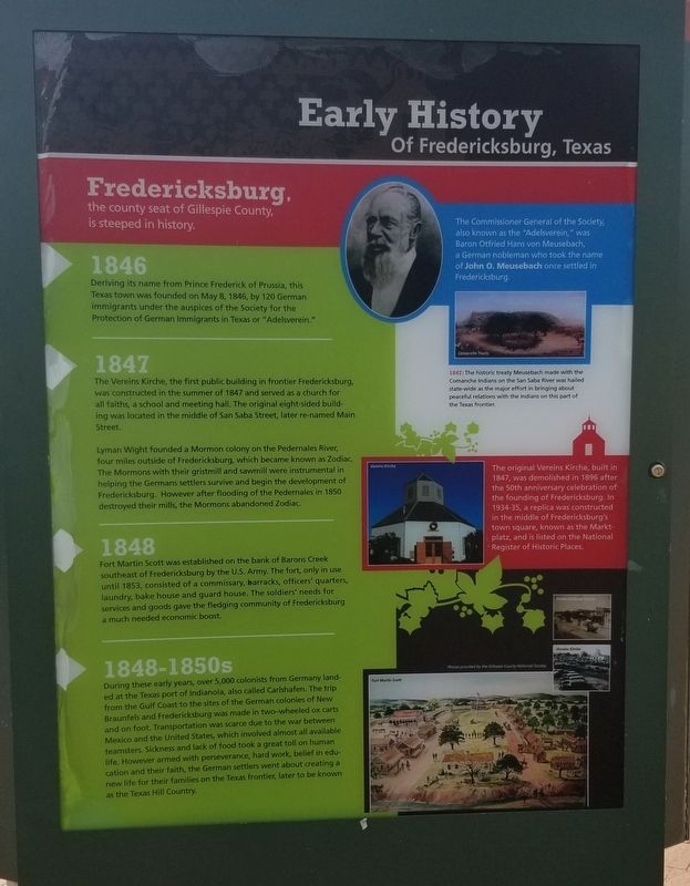 Early History Of Fredericksburg, Texas Marker image. Click for full size.