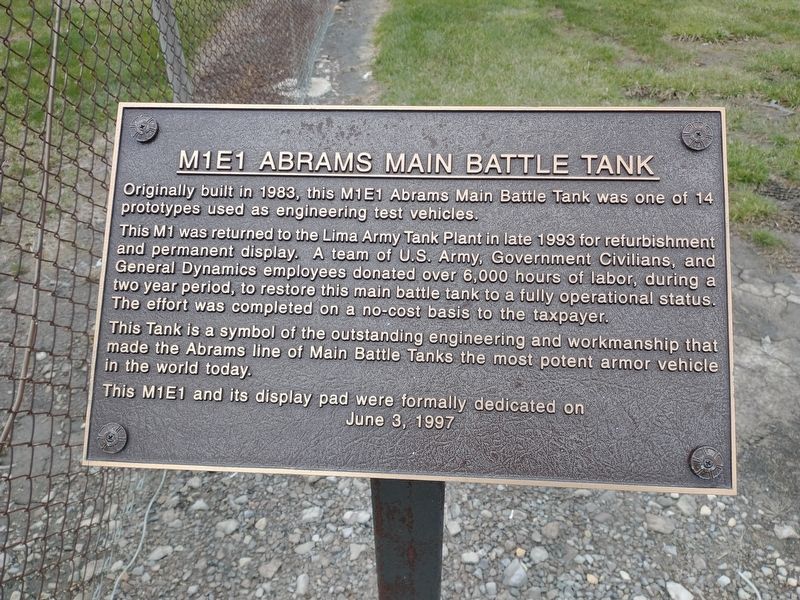 M1E1 Abrams Main Battle Tank Marker image. Click for full size.