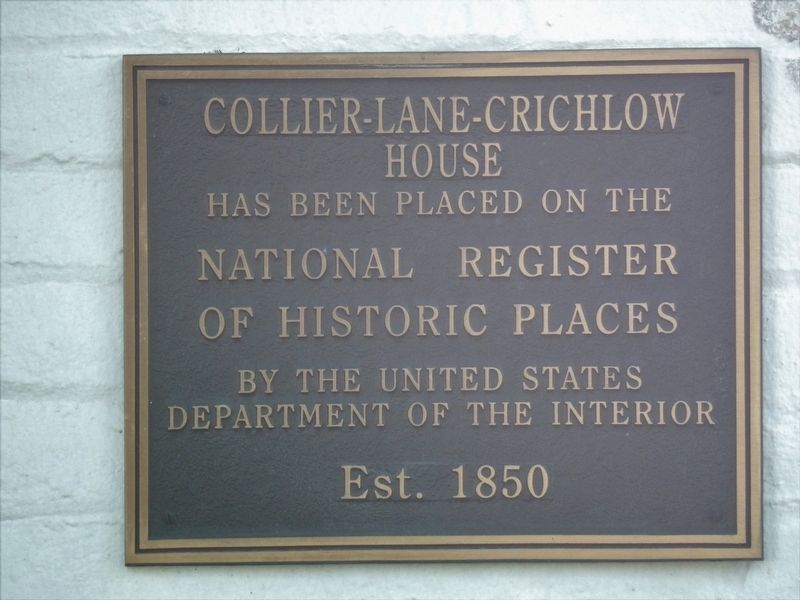 Collier-Lane-Crichlow House Marker image. Click for full size.