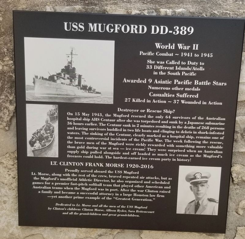 USS <i>Mugford</i> DD-389 Marker image. Click for full size.