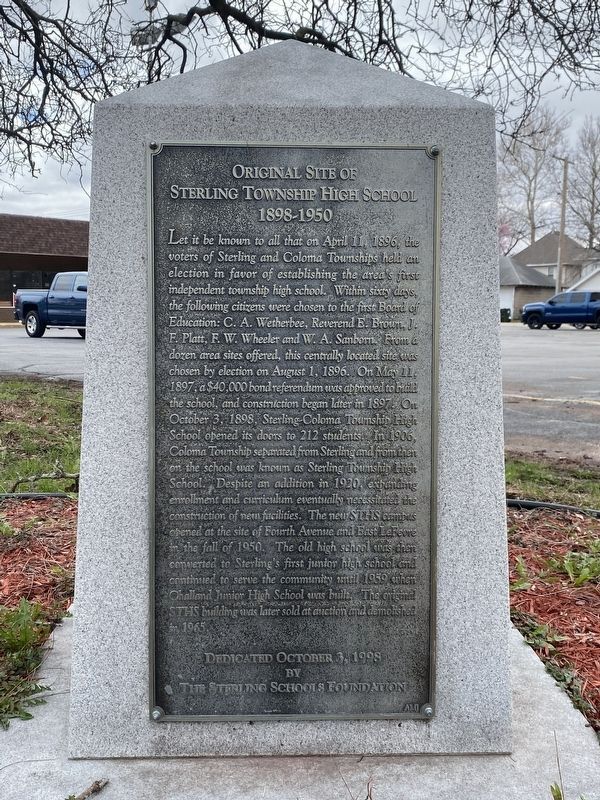 Original Site of Sterling Township High School 1898-1950 Marker image. Click for full size.