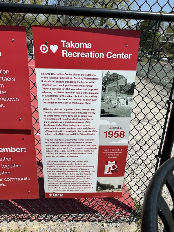 Takoma Recreation Center Marker image. Click for full size.