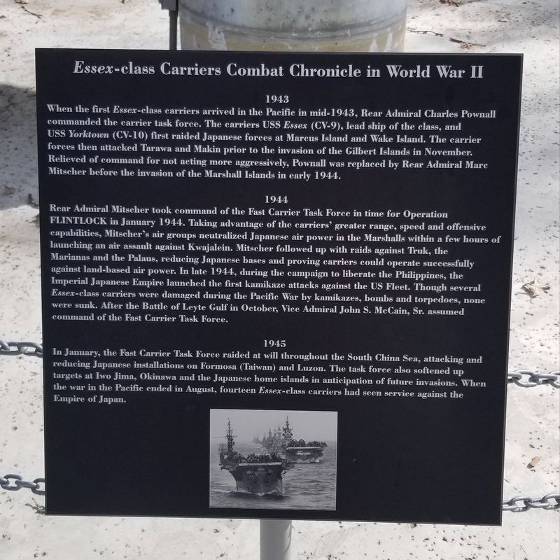 Essex-class Carriers Combat Chronicle in World War II Marker image. Click for full size.