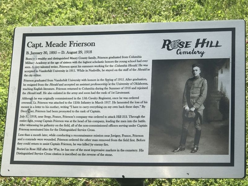Capt. Meade Frierson Marker image. Click for full size.