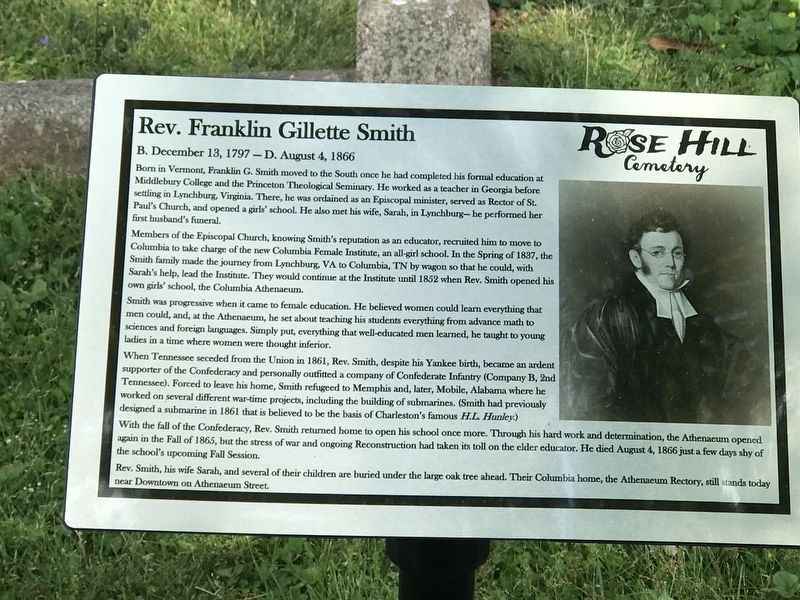 Rev. Franklin Gillette Smith Marker image. Click for full size.