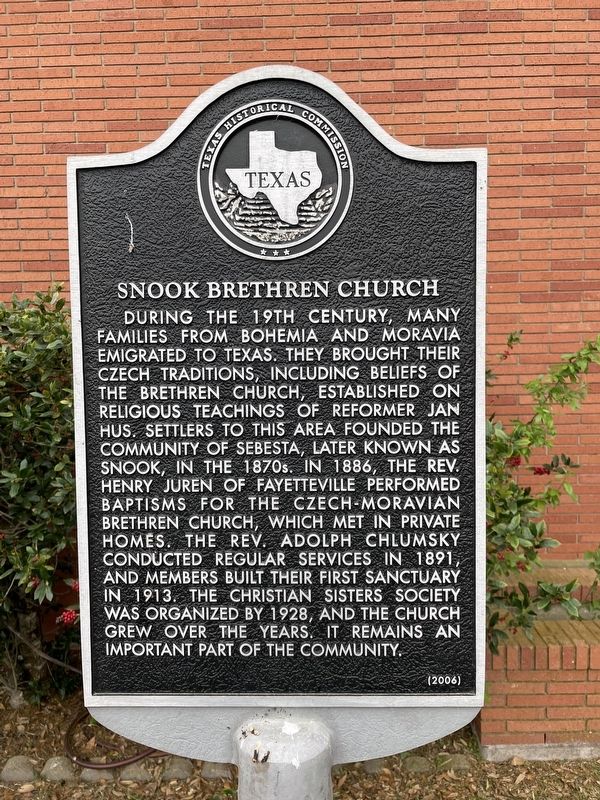 Snook Brethren Church Marker image. Click for full size.