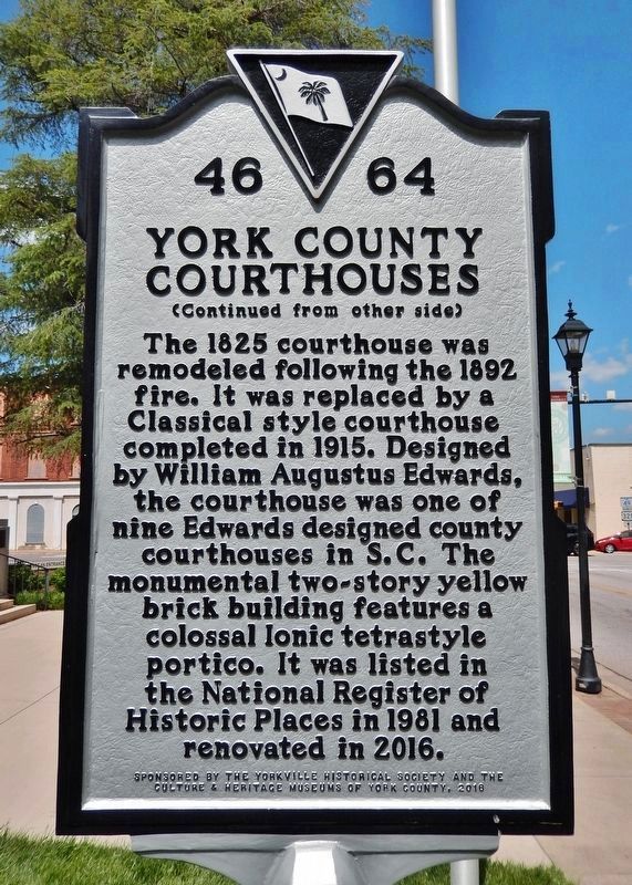York County Courthouses Marker (<i>side 2</i>) image. Click for full size.