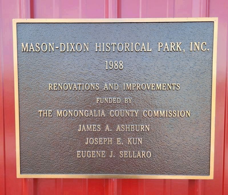Dedication plaque at Mason-Dixon Historical Park image. Click for full size.