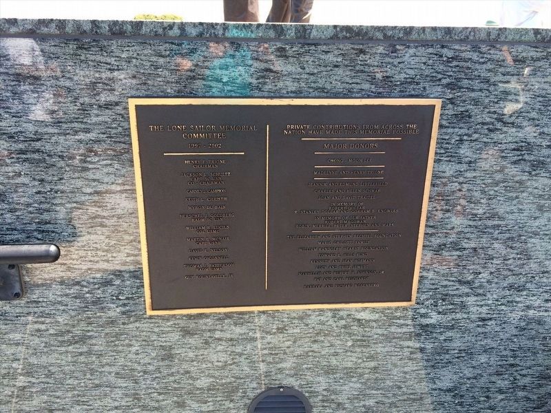 The Lone Sailor Dedication Plaque. Click for full size. The Lone Sailor Dedication Plaque image. Click for full size.
