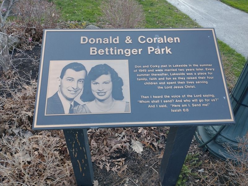 Donald & Coralen Bettinger Park Marker image. Click for full size.