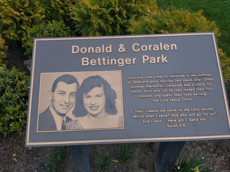 Donald & Coralen Bettinger Park Marker image. Click for full size.