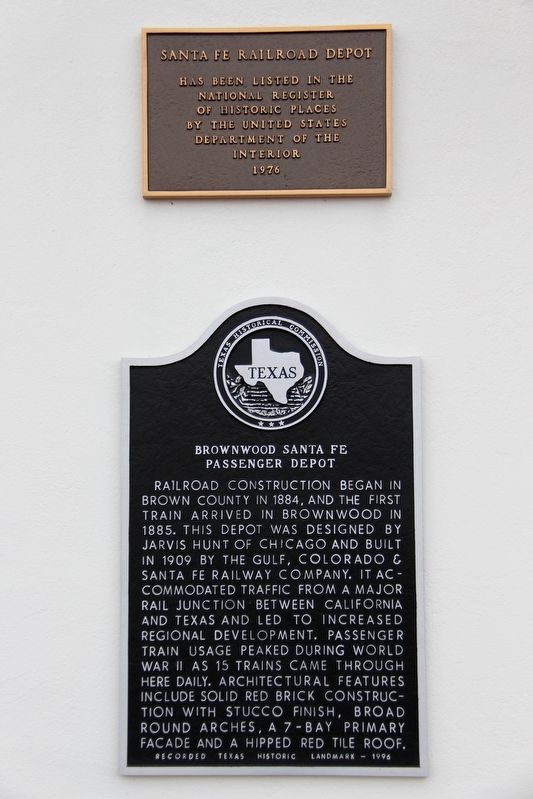Brownwood Santa Fe Depot Marker. Click for full size. Brownwood Santa Fe Depot Marker image. Click for full size.