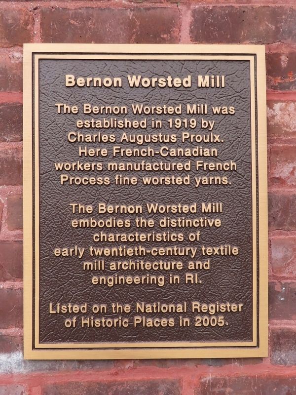 Bernon Worsted Mill Marker image. Click for full size.