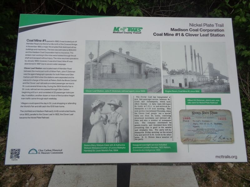Madison Coal Corporation Coal Mine #1 & Clover Leaf Station Marker image. Click for full size.
