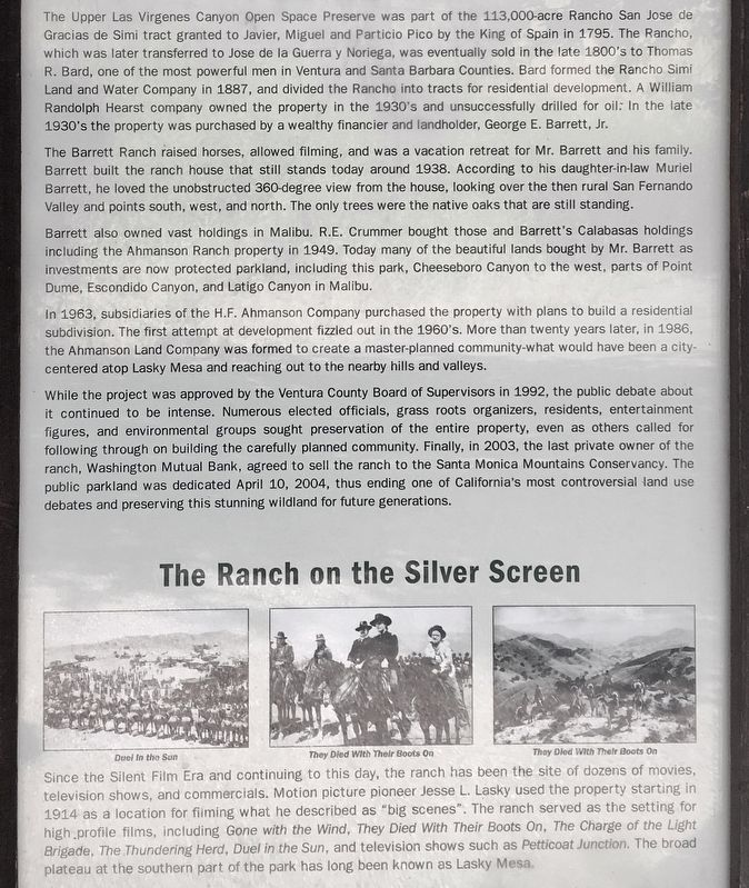 Upper Las Virgenes Canyon Marker. Click for full size. Upper Las Virgenes Canyon Marker image. Click for full size.