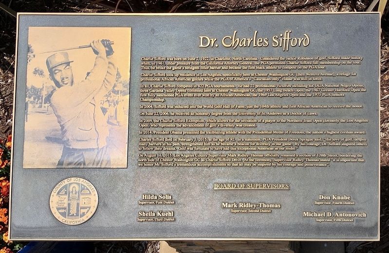 Dr. Charles Sifford Marker image. Click for full size.