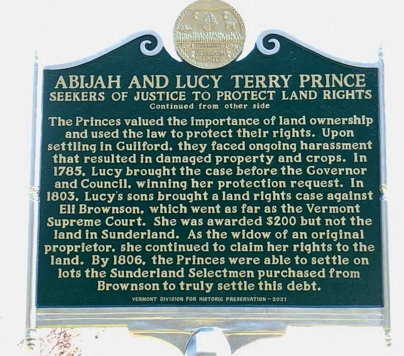 Abijah and Lucy Terry Prince Marker image. Click for full size.