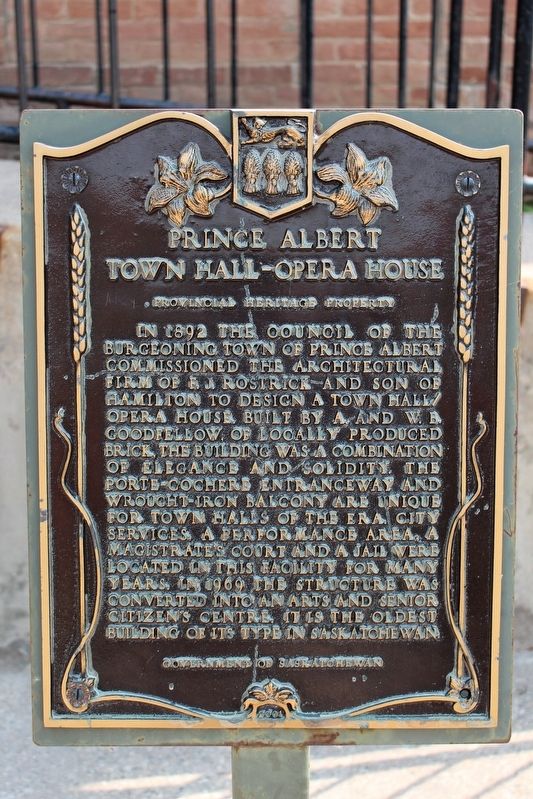 Prince Albert Town Hall–Opera House Marker image. Click for full size.