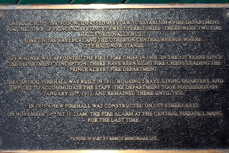 Prince Albert Fire Department Marker (right half) image. Click for full size.