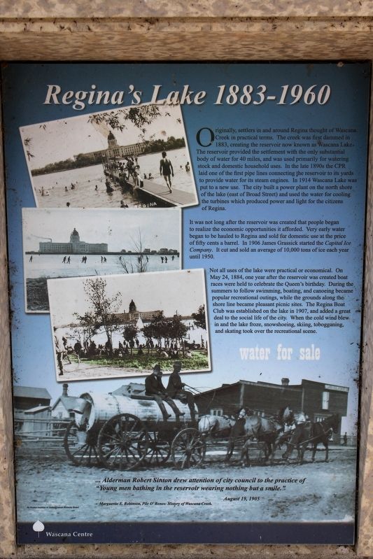 Regina's Lake 1883–1960 Marker image. Click for full size.