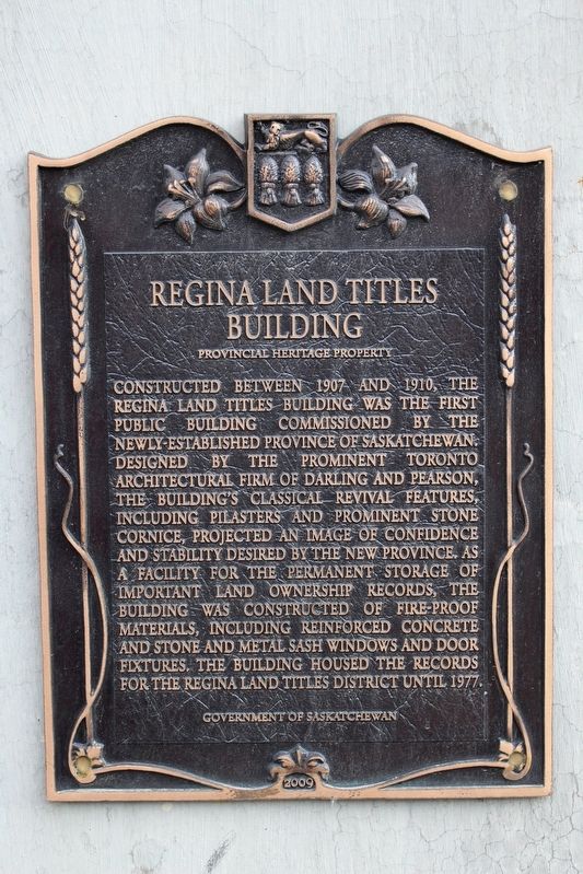 Regina Land Titles Building Marker image. Click for full size.