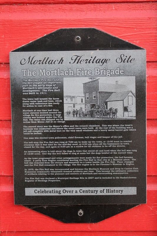 The Mortlach Fire Brigade Marker image. Click for full size.