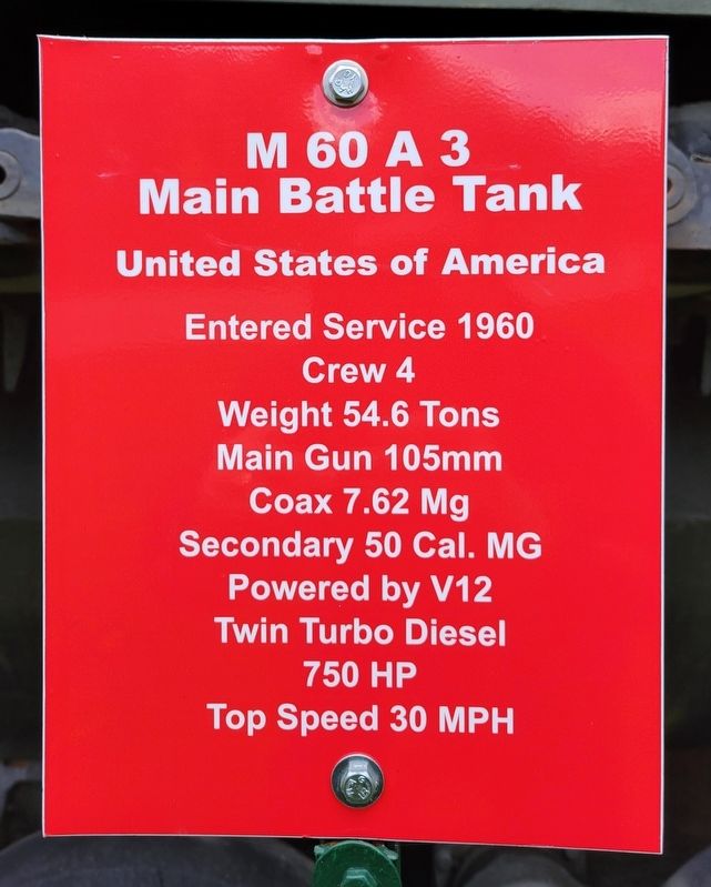 M 60 A 3 Main Battle Tank Marker image. Click for full size.