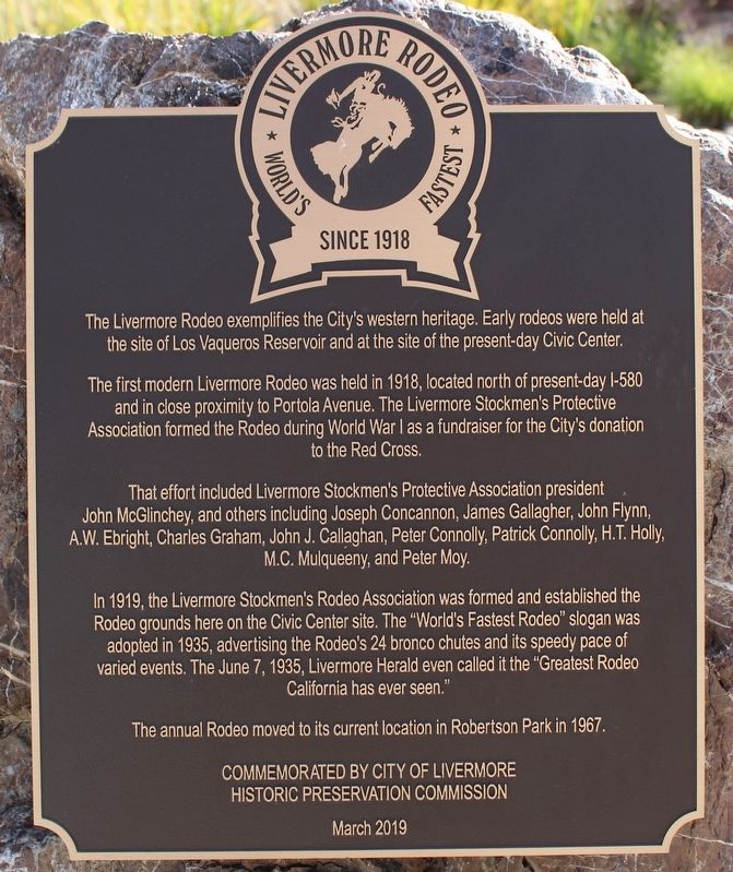Livermore Rodeo Marker. Click for full size. Livermore Rodeo Marker image. Click for full size.