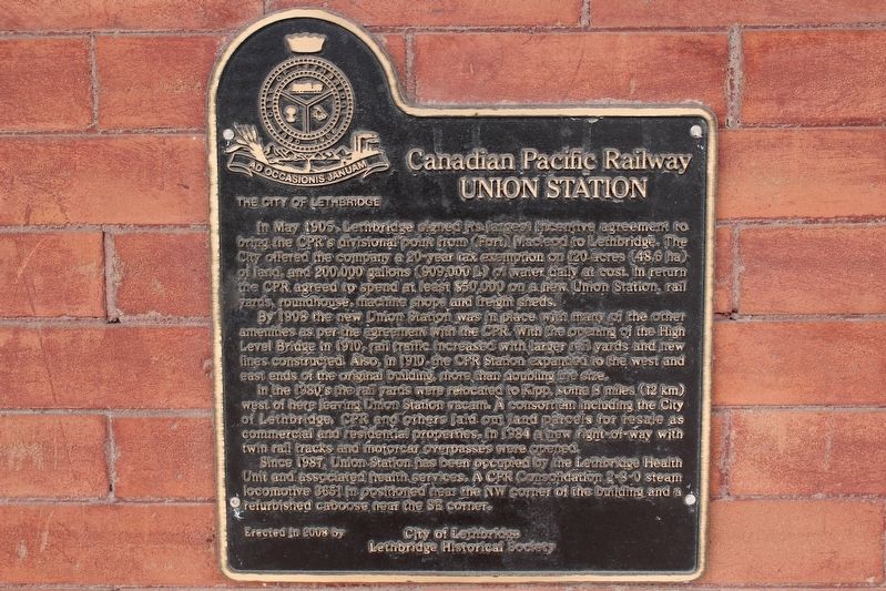Canadian Pacific Railway Union Station Marker image. Click for full size.