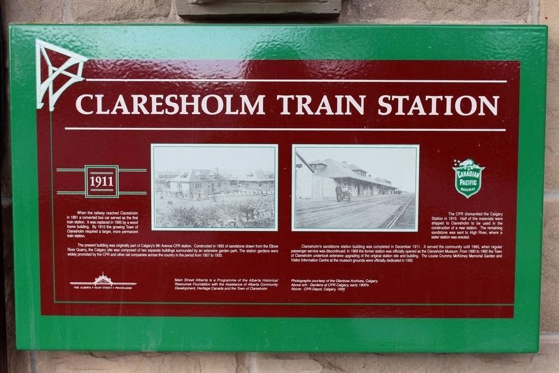 Claresholm Train Station Marker image. Click for full size.